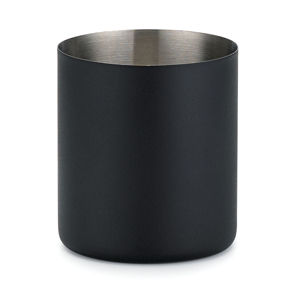 Taza de acero inoxidable negra con base plana