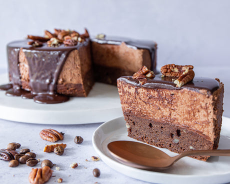 Brownie and coffee mousse cake