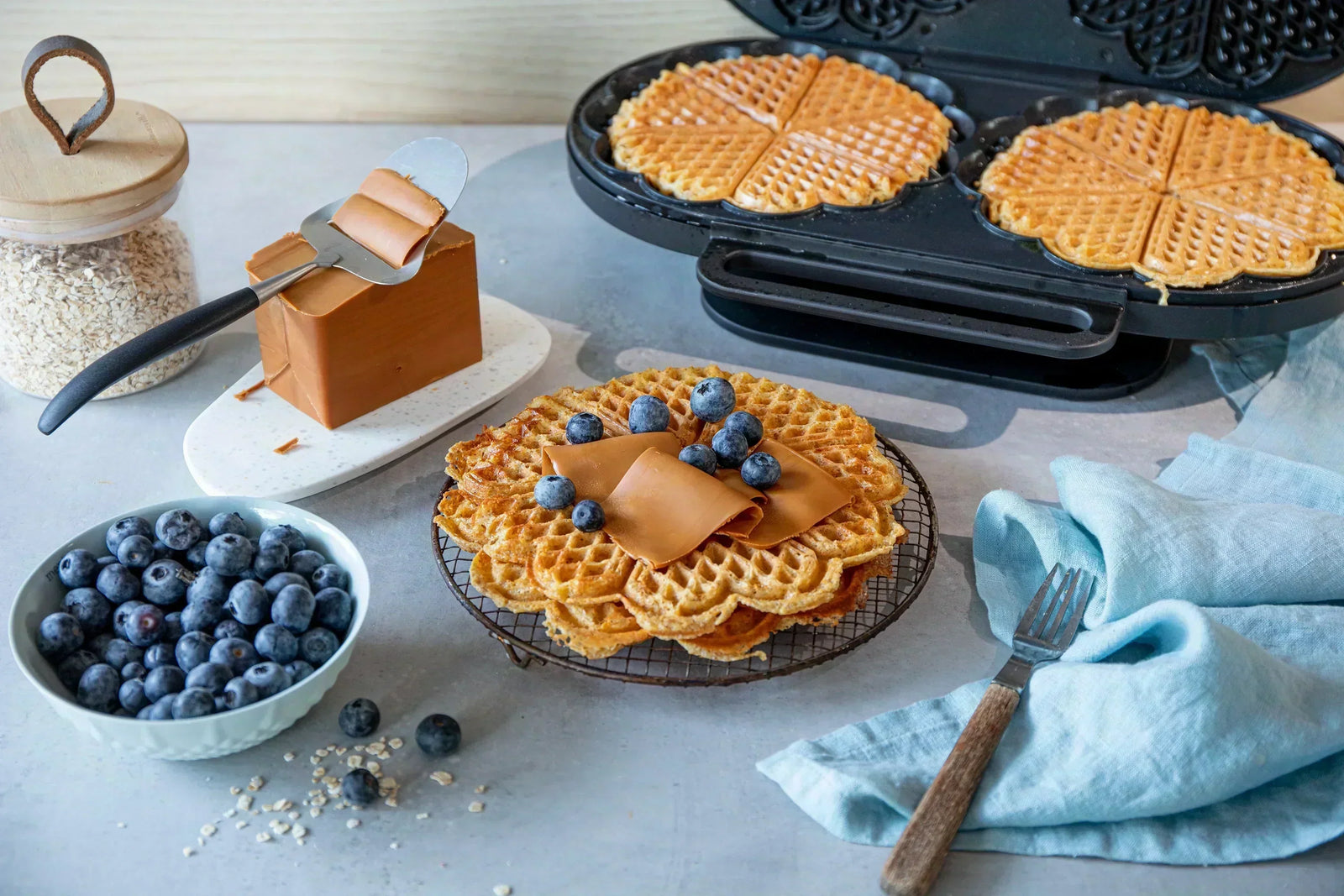 Moist and protein-packed waffles – ideal for our Grand Double waffle maker