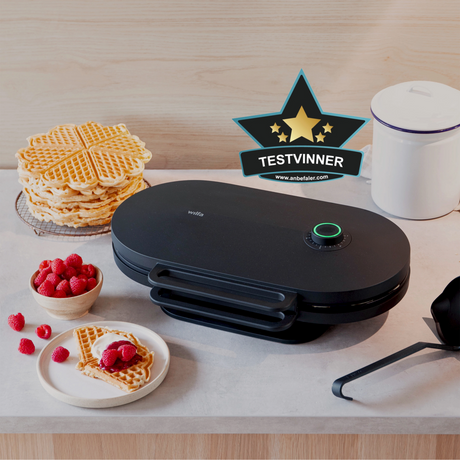 Wilfa Grand Double waffle iron with a best in test stamp from Anbefaler.com