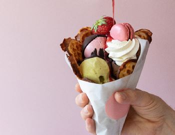 Ice cream in a waffle