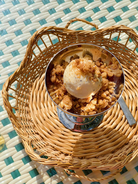 Cardamom ice cream with crumble