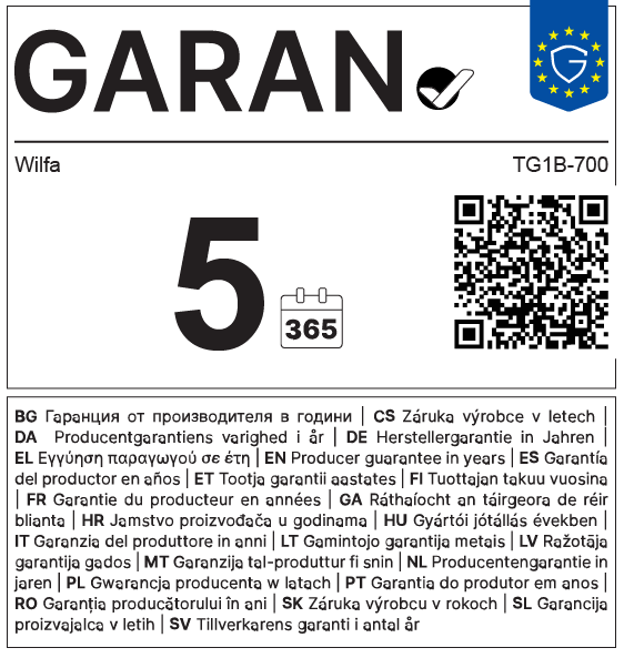 GARAN-Hinweis zur gesetzlichen Garantie