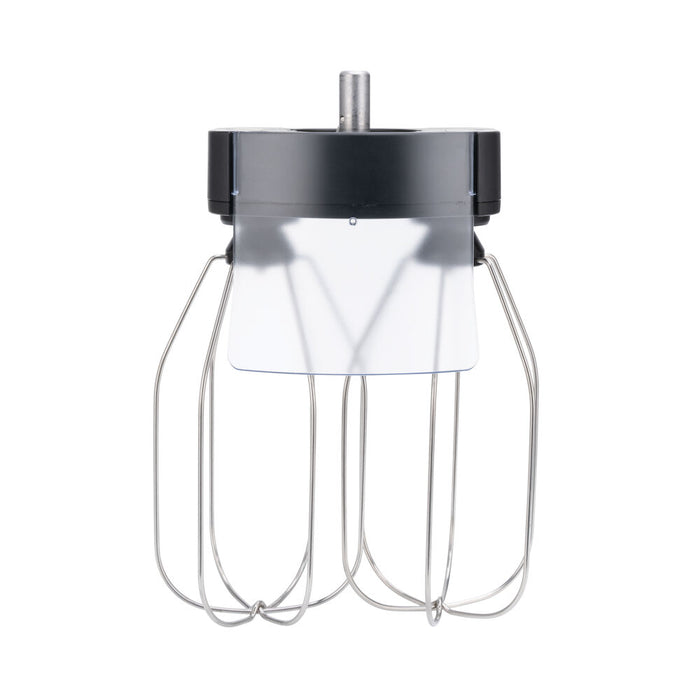 Double whisk. You get fantastically airy cream, egg whites or sponge cake batter with this double whisk, which pushes the mixture towards the centre of the bowl and folds in air between every stroke.